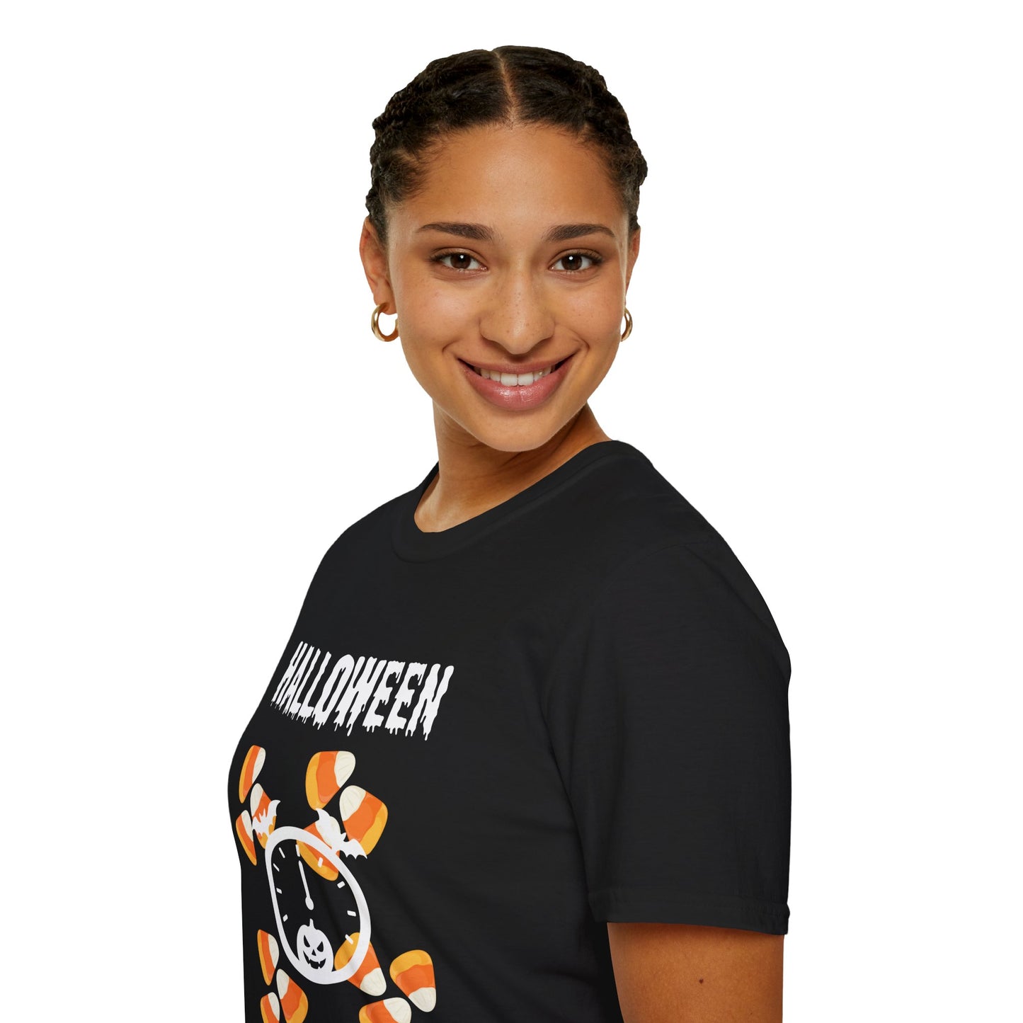 Halloween Candy Clock Unisex T-Shirt, Fun Graphic Tee, Halloween Costume Shirt, Fall Festival Wear, Spooky Season Apparel