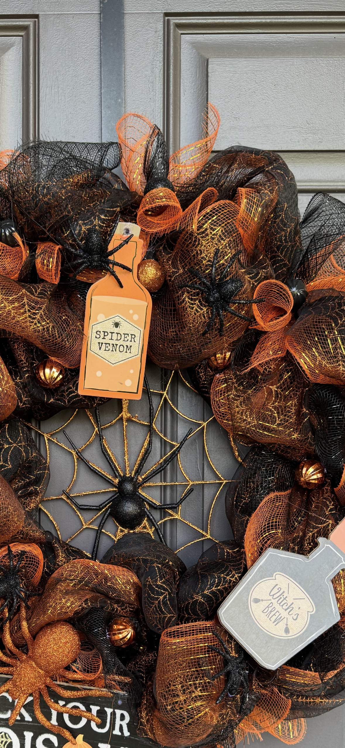 “Pick Your Poison Halloween Wreath – Spider Web & Potion Bottle Décor for Front Door”