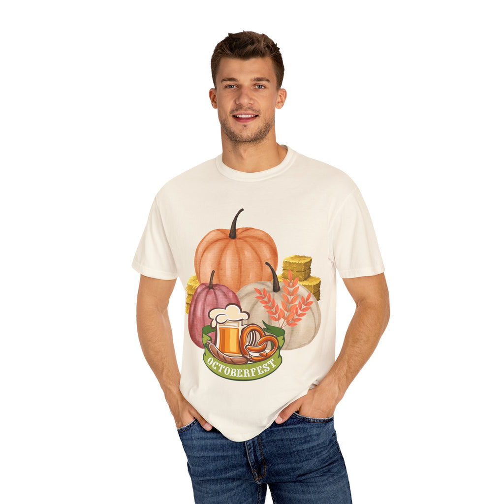 Octoberfest Fall Halloween Thanksgiving Unisex Garment-Dyed T-shirt, Oktoberfest Tee, Autumn Shirt, Spooky Season Top, Turkey Day Apparel,