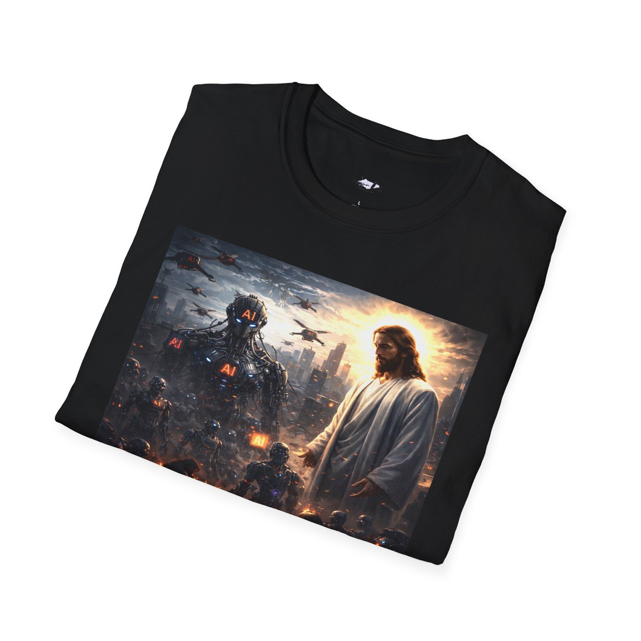 Jesus and Fallen World T-Shirt | Religious Christian Apocalyptic Artwork