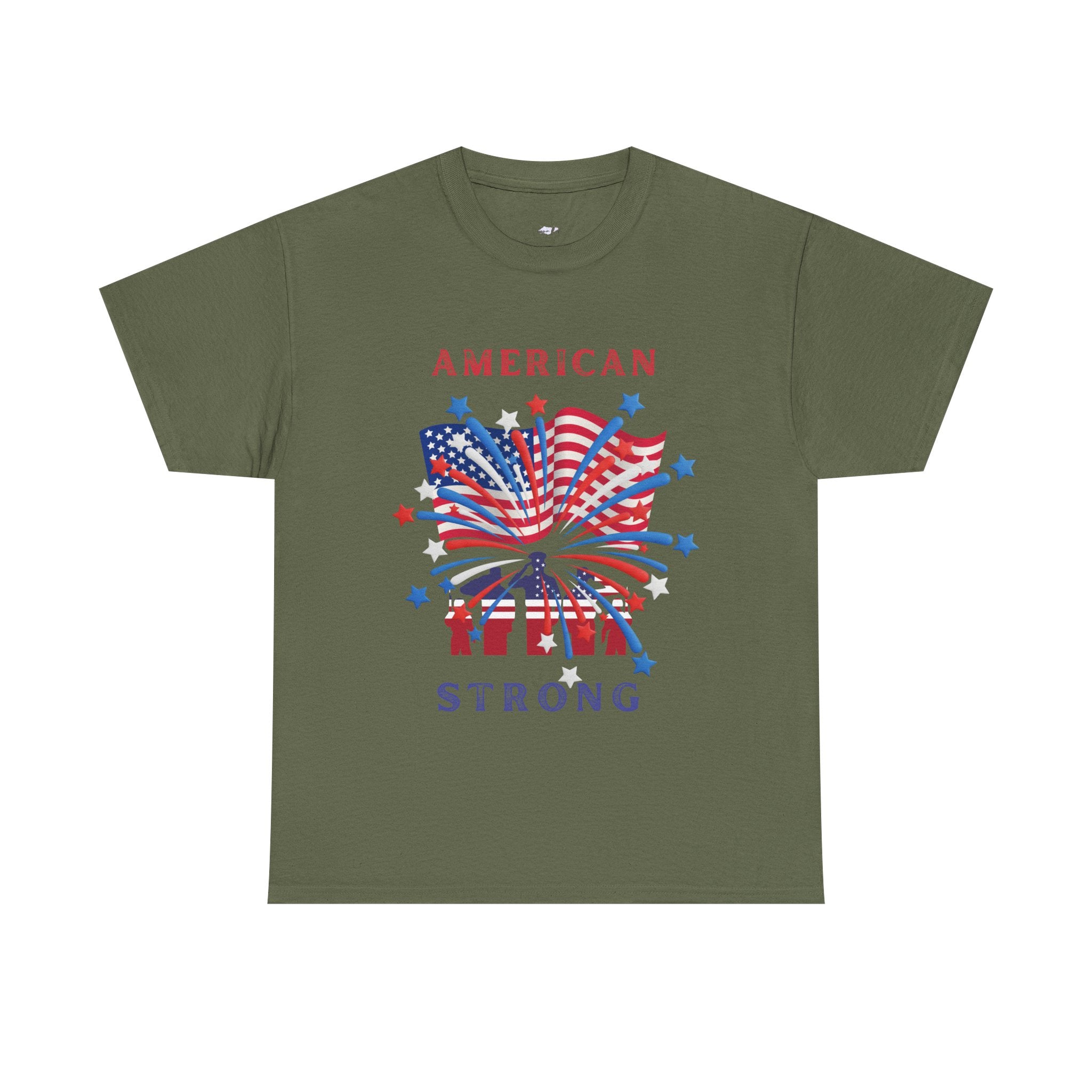 Patriotic Graphic Tee, American Strong T-Shirt, Unisex Cotton Tee, Fourth of July Shirt, Independence Day Apparel, Casual Summer Top