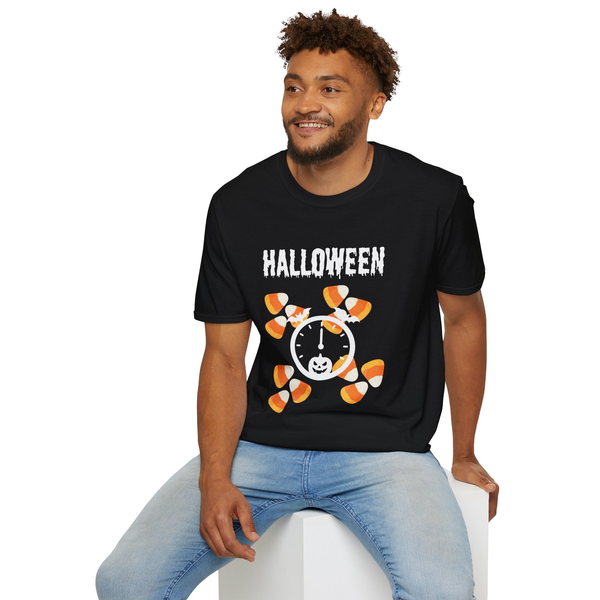 Halloween Candy Clock Unisex T-Shirt, Fun Graphic Tee, Halloween Costume Shirt, Fall Festival Wear, Spooky Season Apparel