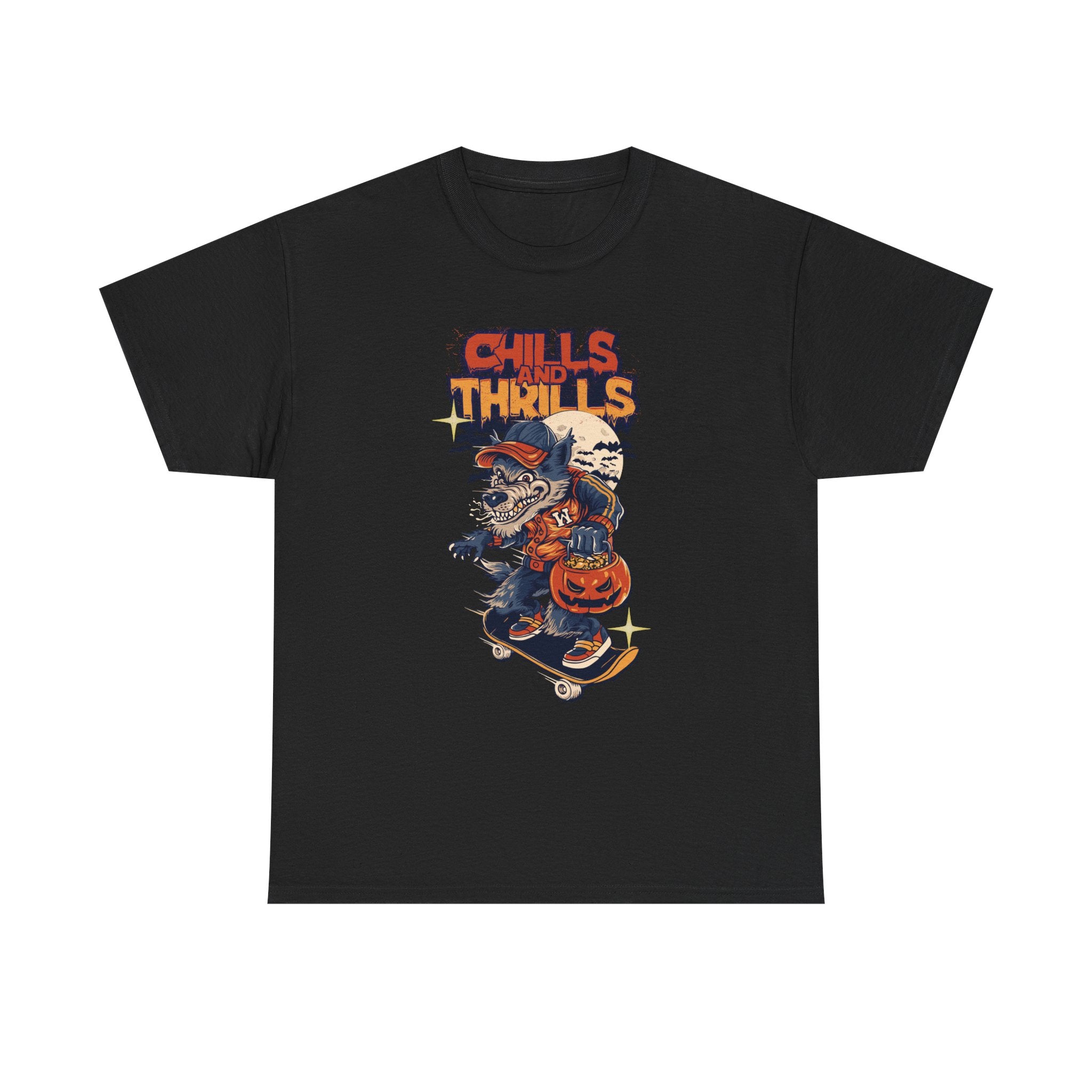 Halloween Graphic Tee, Chills & Thrills Unisex Heavy Cotton Shirt, Spooky Skateboard T-Shirt, Fall Festive Apparel, Halloween Gift, [...]