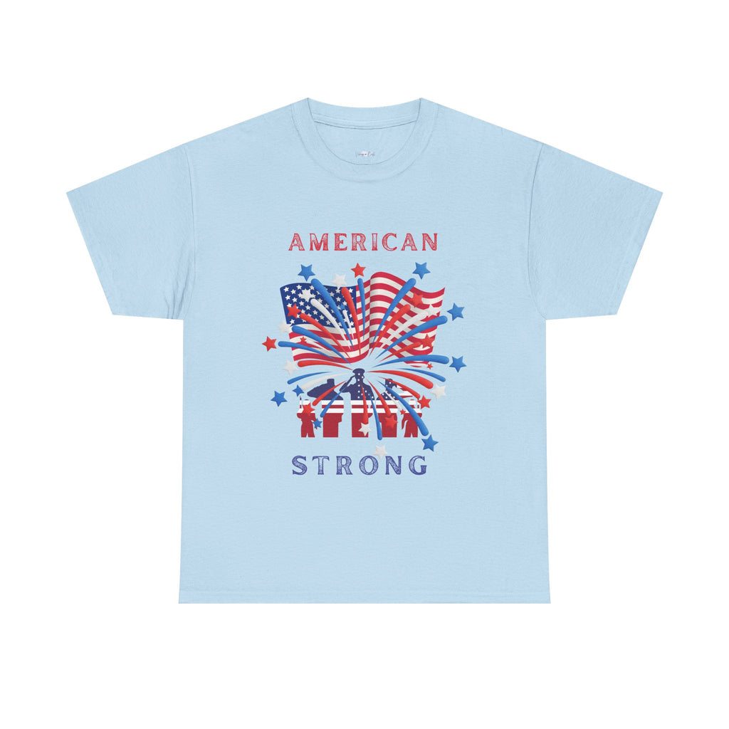 Patriotic Graphic Tee, American Strong T-Shirt, Unisex Cotton Tee, Fourth of July Shirt, Independence Day Apparel, Casual Summer Top