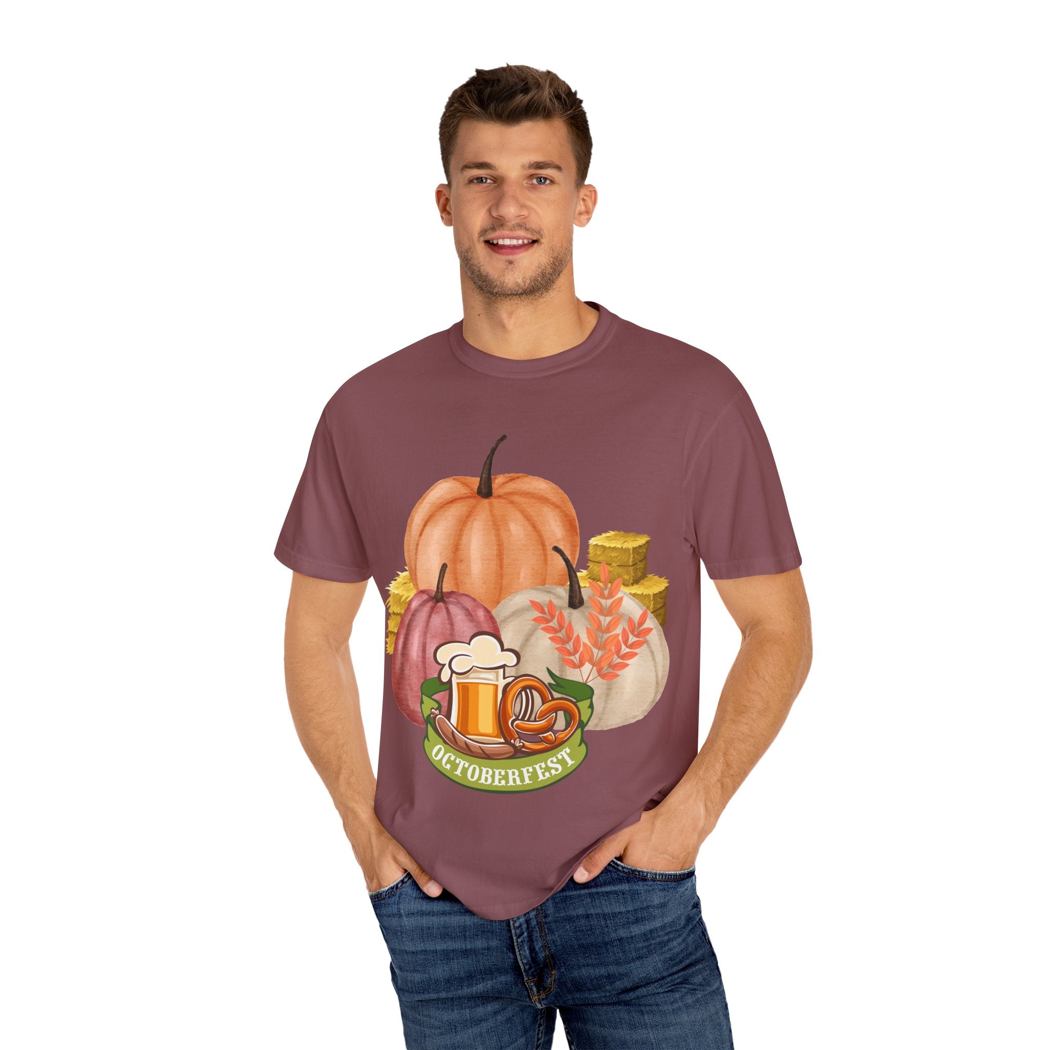 Octoberfest Fall Halloween Thanksgiving Unisex Garment-Dyed T-shirt, Oktoberfest Tee, Autumn Shirt, Spooky Season Top, Turkey Day Apparel,