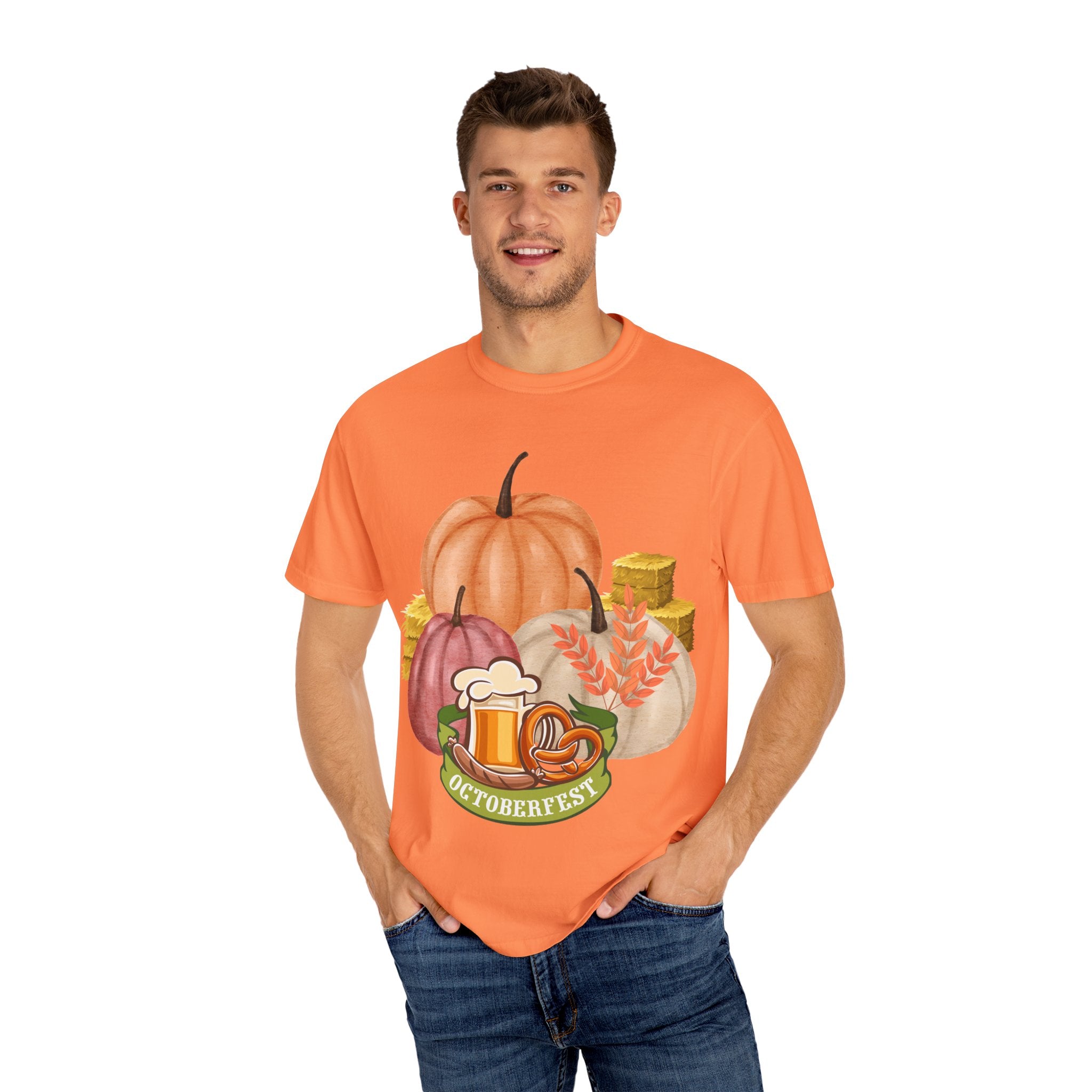 Octoberfest Fall Halloween Thanksgiving Unisex Garment-Dyed T-shirt, Oktoberfest Tee, Autumn Shirt, Spooky Season Top, Turkey Day Apparel,