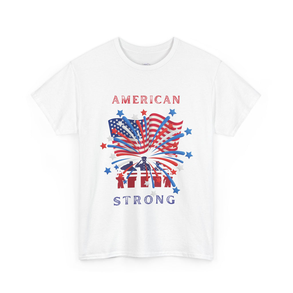 Patriotic Graphic Tee, American Strong T-Shirt, Unisex Cotton Tee, Fourth of July Shirt, Independence Day Apparel, Casual Summer Top