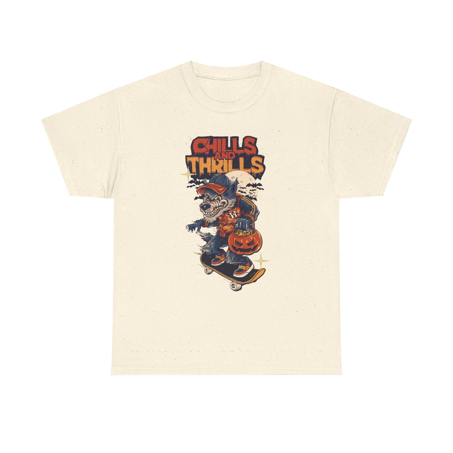 Halloween Graphic Tee, Chills & Thrills Unisex Heavy Cotton Shirt, Spooky Skateboard T-Shirt, Fall Festive Apparel, Halloween Gift, [...]