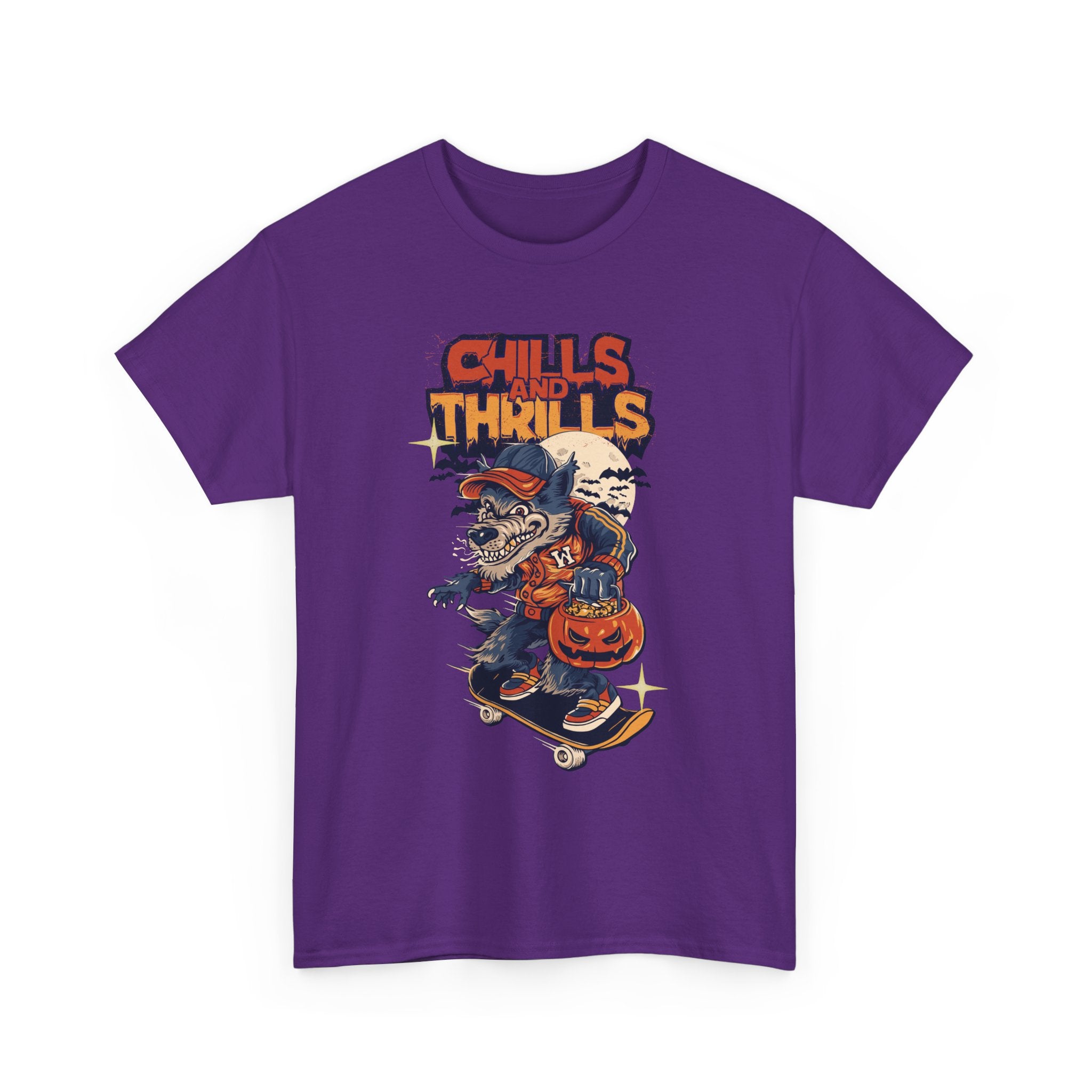 Halloween Graphic Tee, Chills & Thrills Unisex Heavy Cotton Shirt, Spooky Skateboard T-Shirt, Fall Festive Apparel, Halloween Gift, [...]