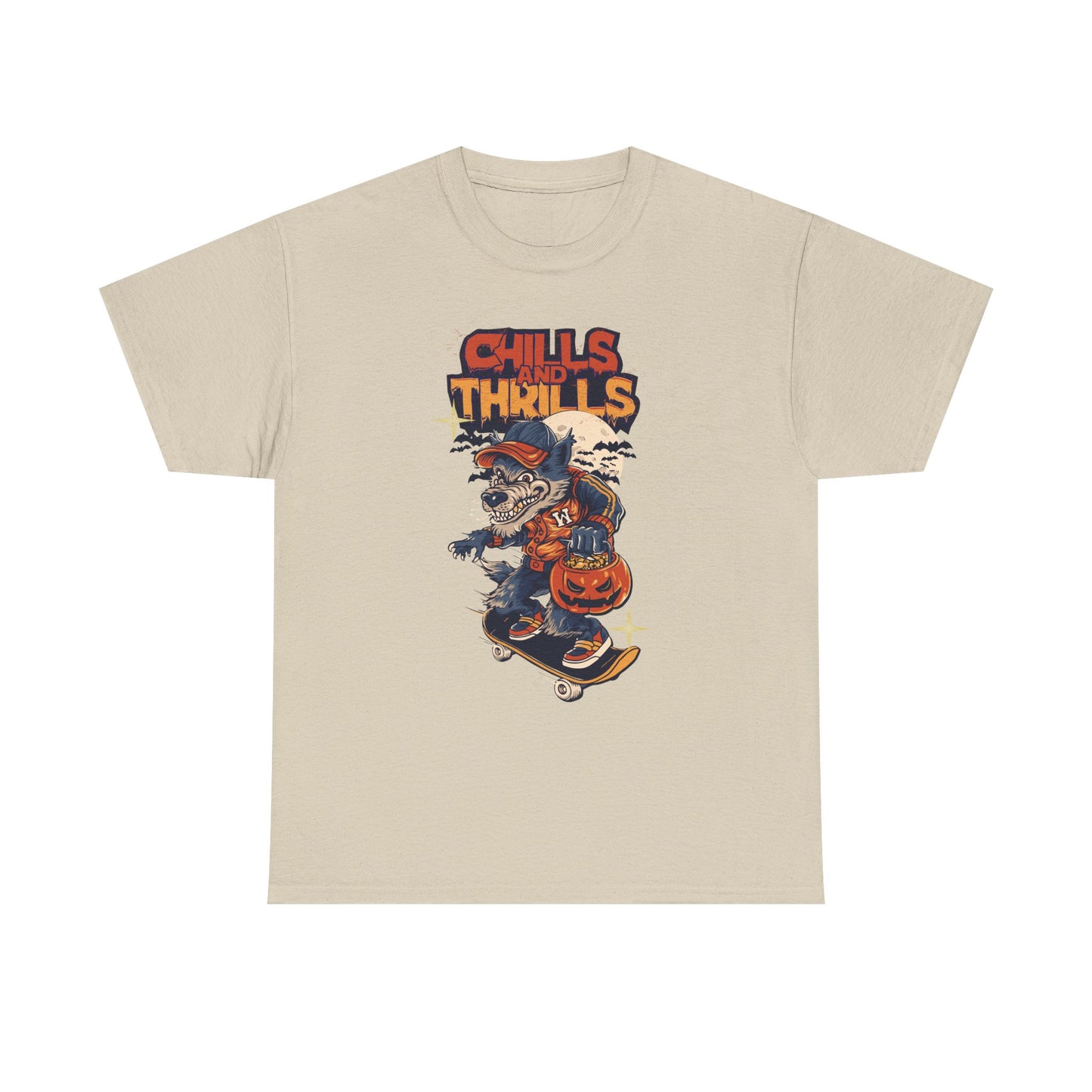 Halloween Graphic Tee, Chills & Thrills Unisex Heavy Cotton Shirt, Spooky Skateboard T-Shirt, Fall Festive Apparel, Halloween Gift, [...]
