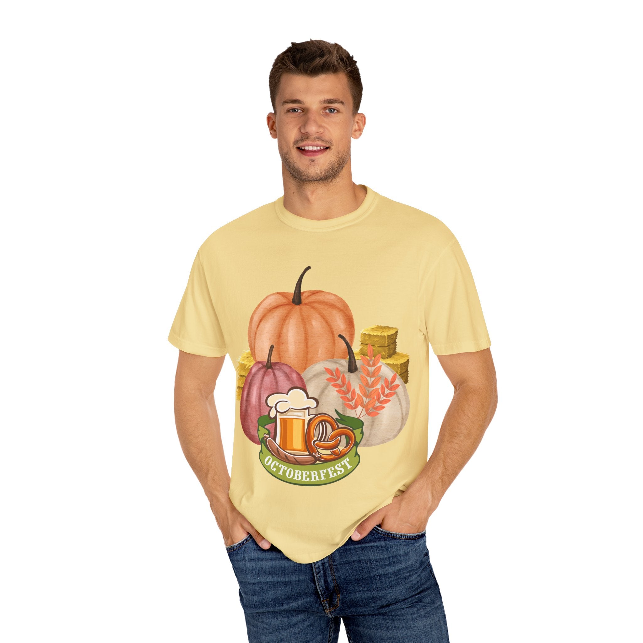 Octoberfest Fall Halloween Thanksgiving Unisex Garment-Dyed T-shirt, Oktoberfest Tee, Autumn Shirt, Spooky Season Top, Turkey Day Apparel,
