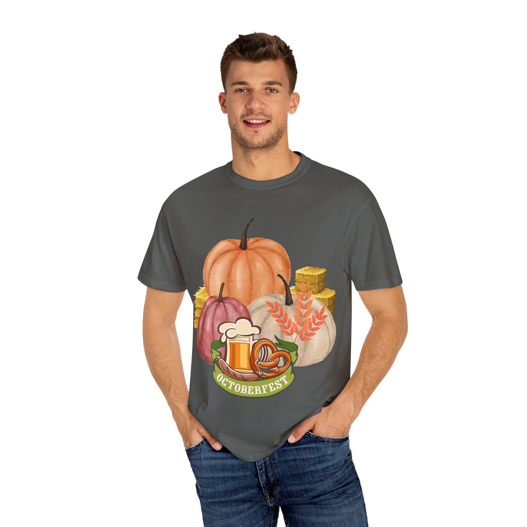 Octoberfest Fall Halloween Thanksgiving Unisex Garment-Dyed T-shirt, Oktoberfest Tee, Autumn Shirt, Spooky Season Top, Turkey Day Apparel,