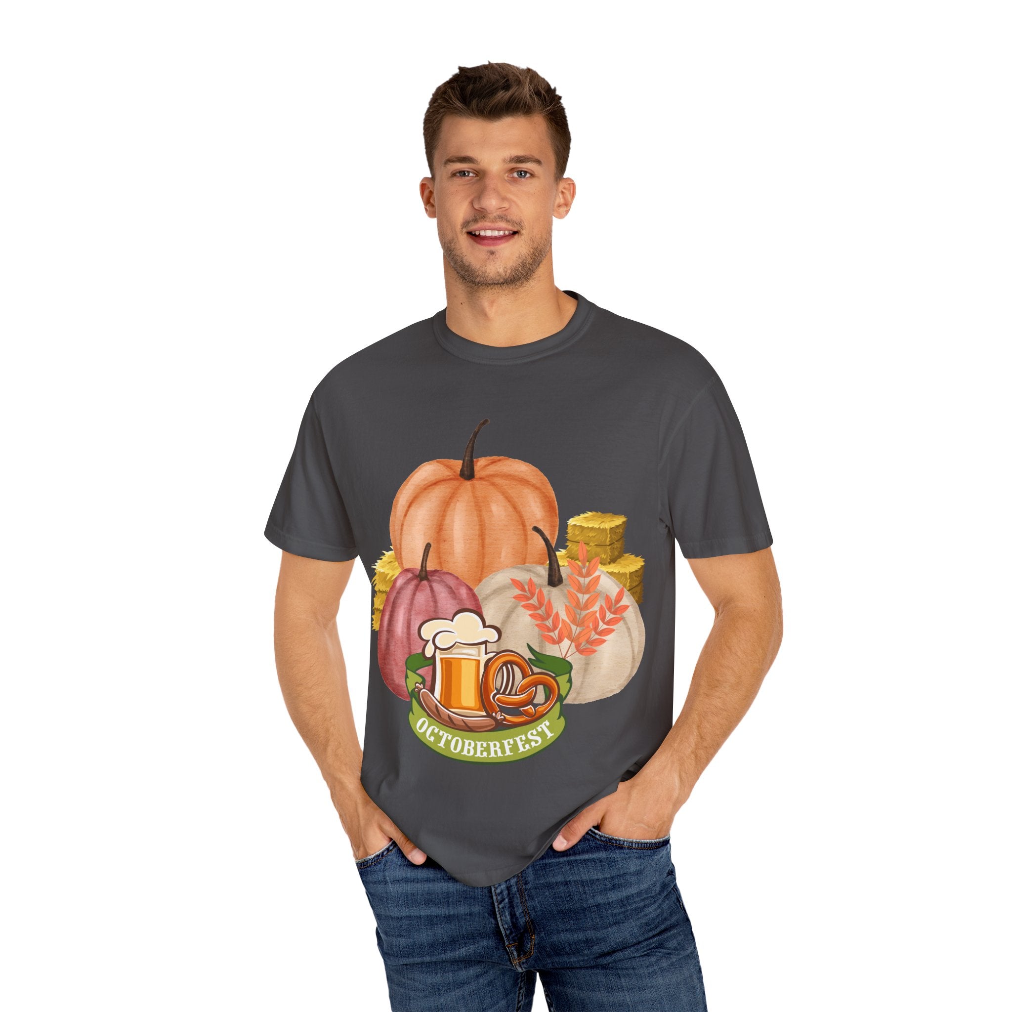 Octoberfest Fall Halloween Thanksgiving Unisex Garment-Dyed T-shirt, Oktoberfest Tee, Autumn Shirt, Spooky Season Top, Turkey Day Apparel,