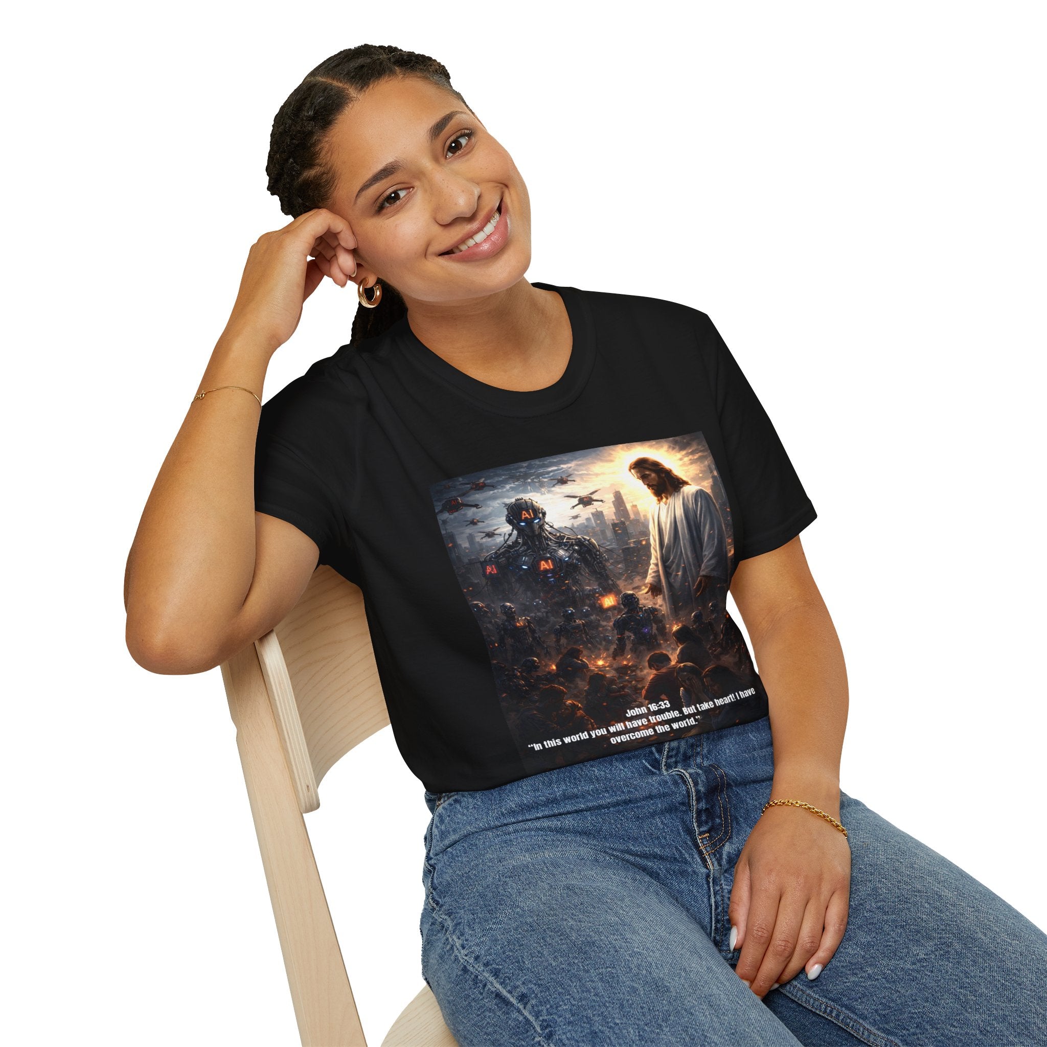 Jesus and Fallen World T-Shirt | Religious Christian Apocalyptic Artwork