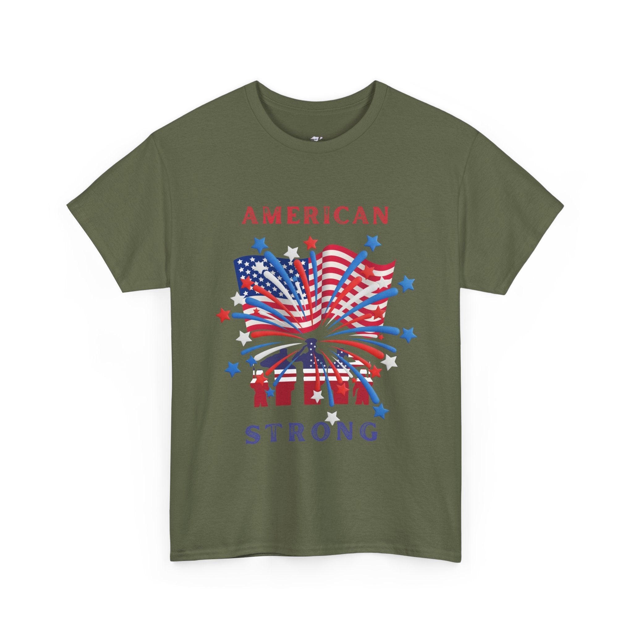 Patriotic Graphic Tee, American Strong T-Shirt, Unisex Cotton Tee, Fourth of July Shirt, Independence Day Apparel, Casual Summer Top