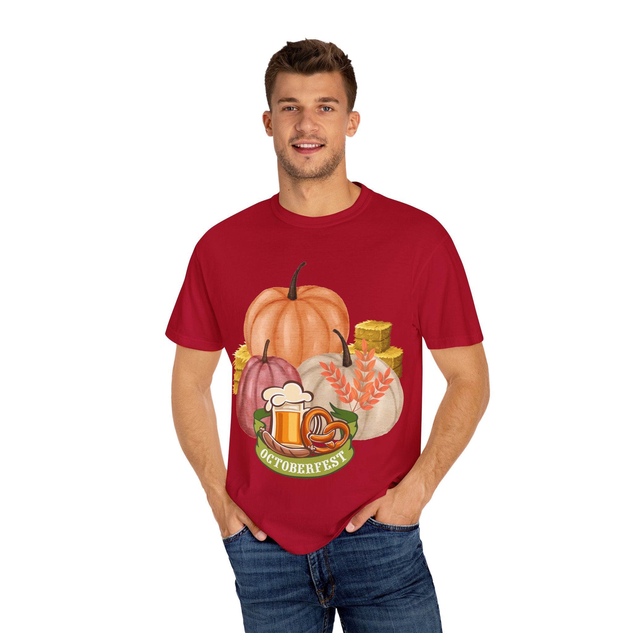 Octoberfest Fall Halloween Thanksgiving Unisex Garment-Dyed T-shirt, Oktoberfest Tee, Autumn Shirt, Spooky Season Top, Turkey Day Apparel,