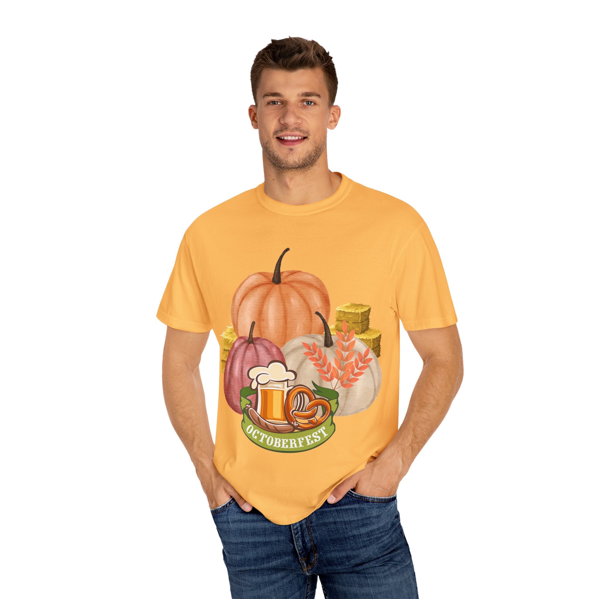 Octoberfest Fall Halloween Thanksgiving Unisex Garment-Dyed T-shirt, Oktoberfest Tee, Autumn Shirt, Spooky Season Top, Turkey Day Apparel,