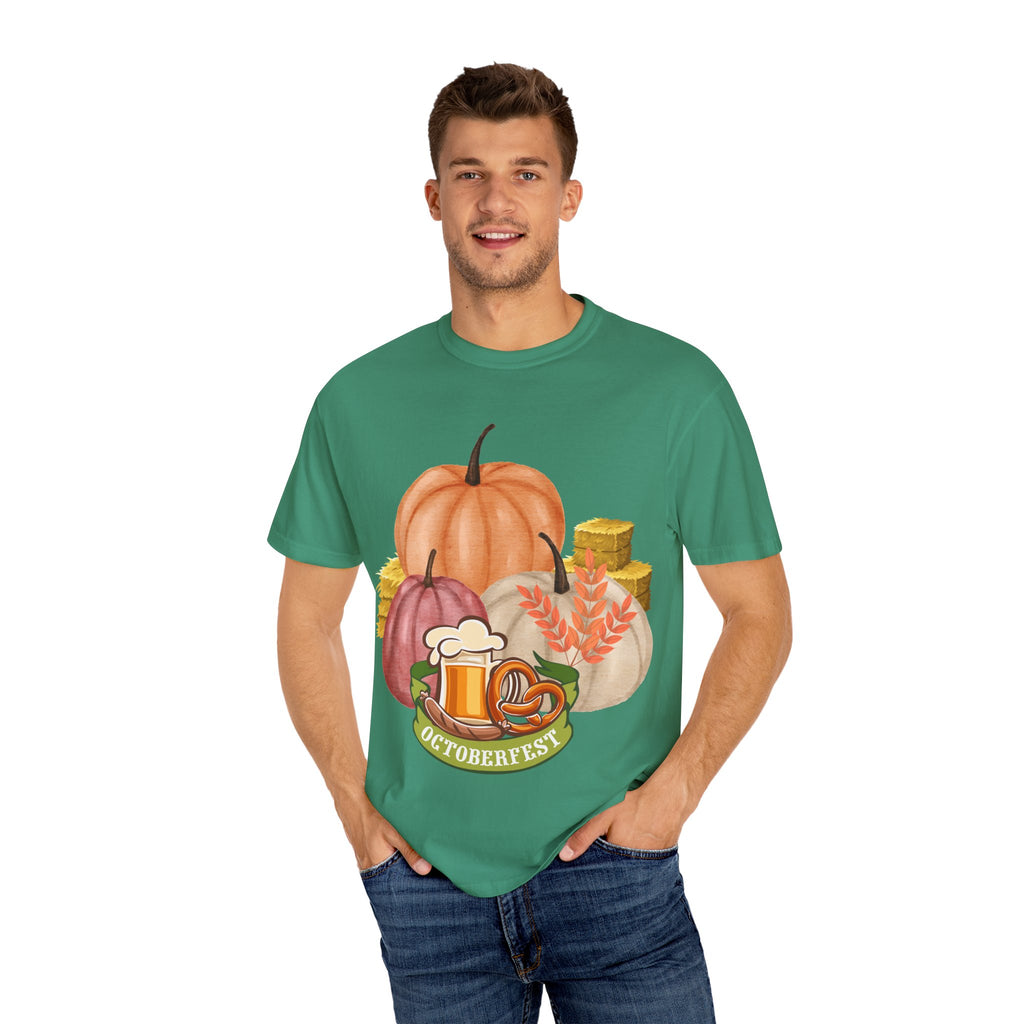 Octoberfest Fall Halloween Thanksgiving Unisex Garment-Dyed T-shirt, Oktoberfest Tee, Autumn Shirt, Spooky Season Top, Turkey Day Apparel,