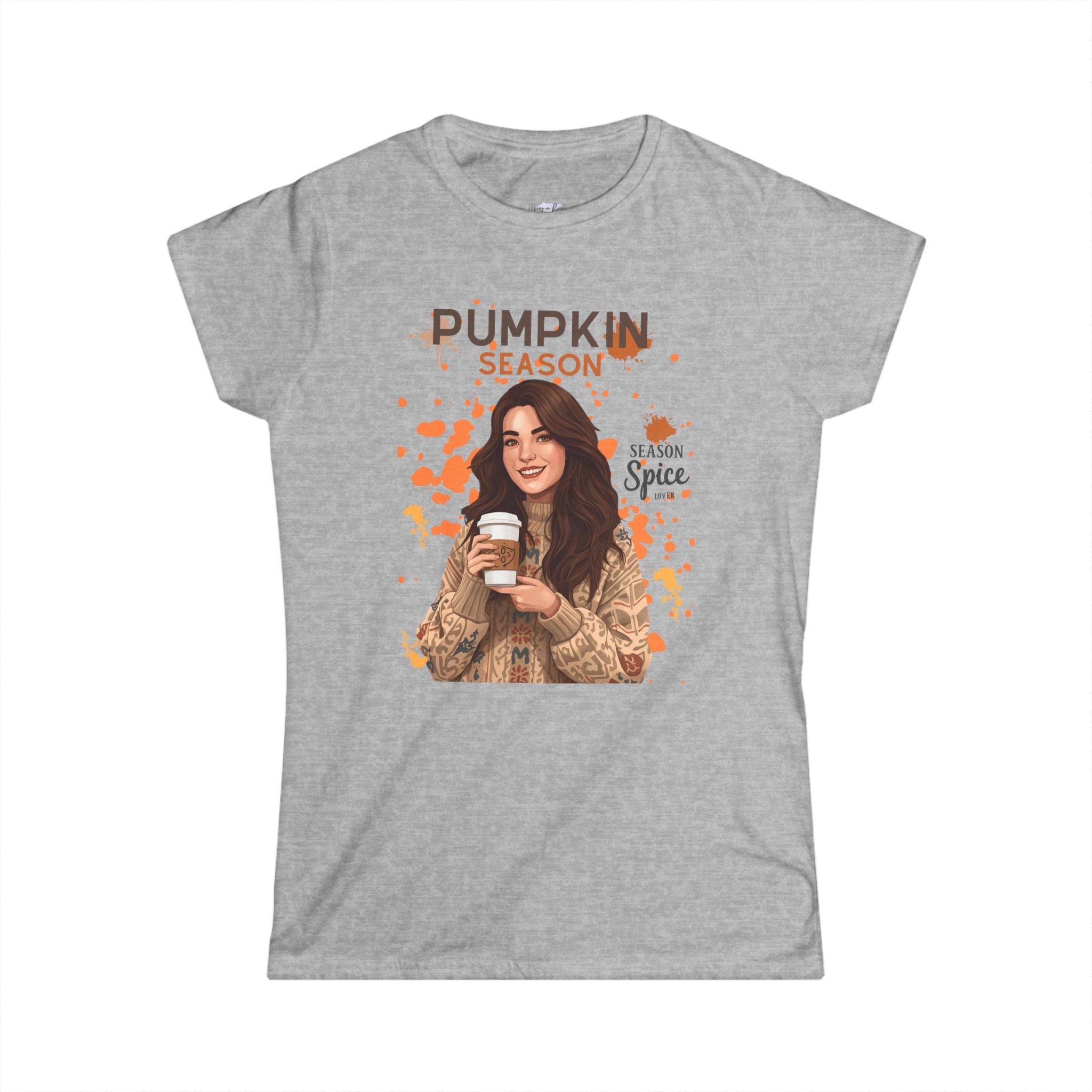 Pumpkin Season Women's Softstyle Tee | Fall Fashion Top, Autumn Tee, Cozy Pumpkin Spice Shirt, Gift for Her, Halloween Outfit