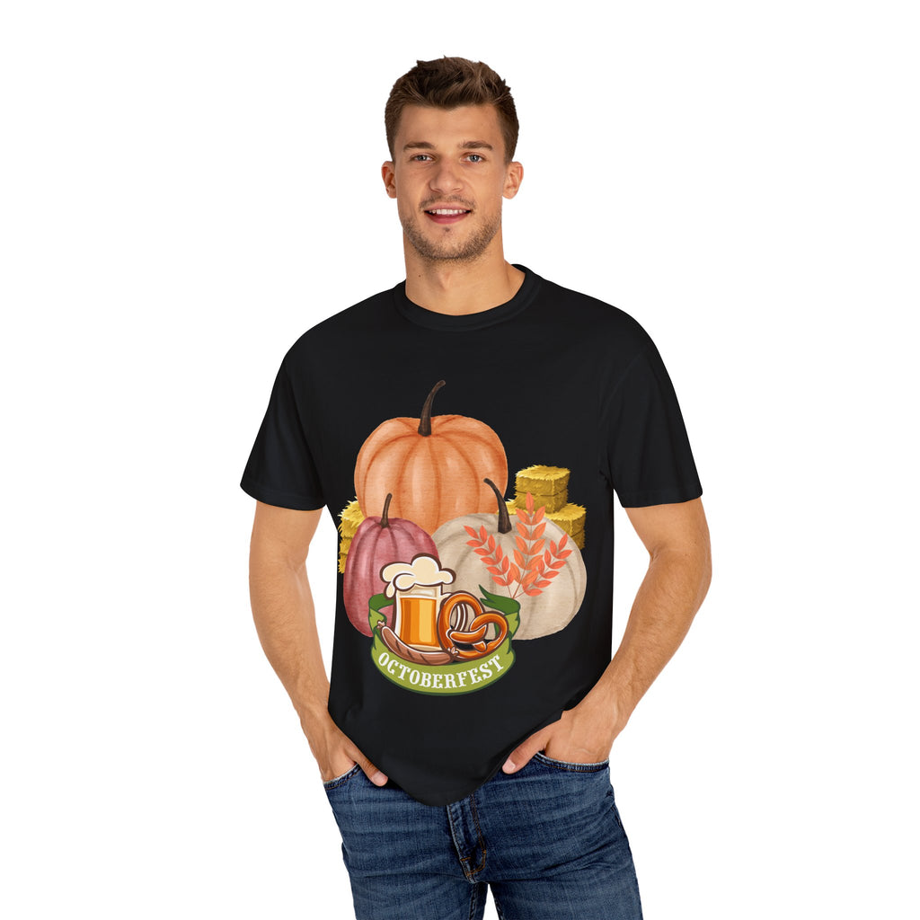 Octoberfest Fall Halloween Thanksgiving Unisex Garment-Dyed T-shirt, Oktoberfest Tee, Autumn Shirt, Spooky Season Top, Turkey Day Apparel,