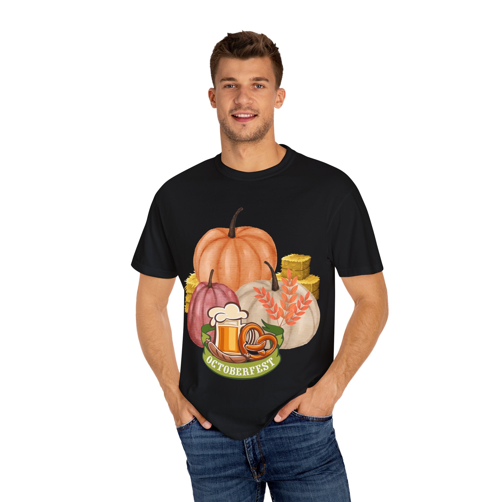 Octoberfest Fall Halloween Thanksgiving Unisex Garment-Dyed T-shirt, Oktoberfest Tee, Autumn Shirt, Spooky Season Top, Turkey Day Apparel,