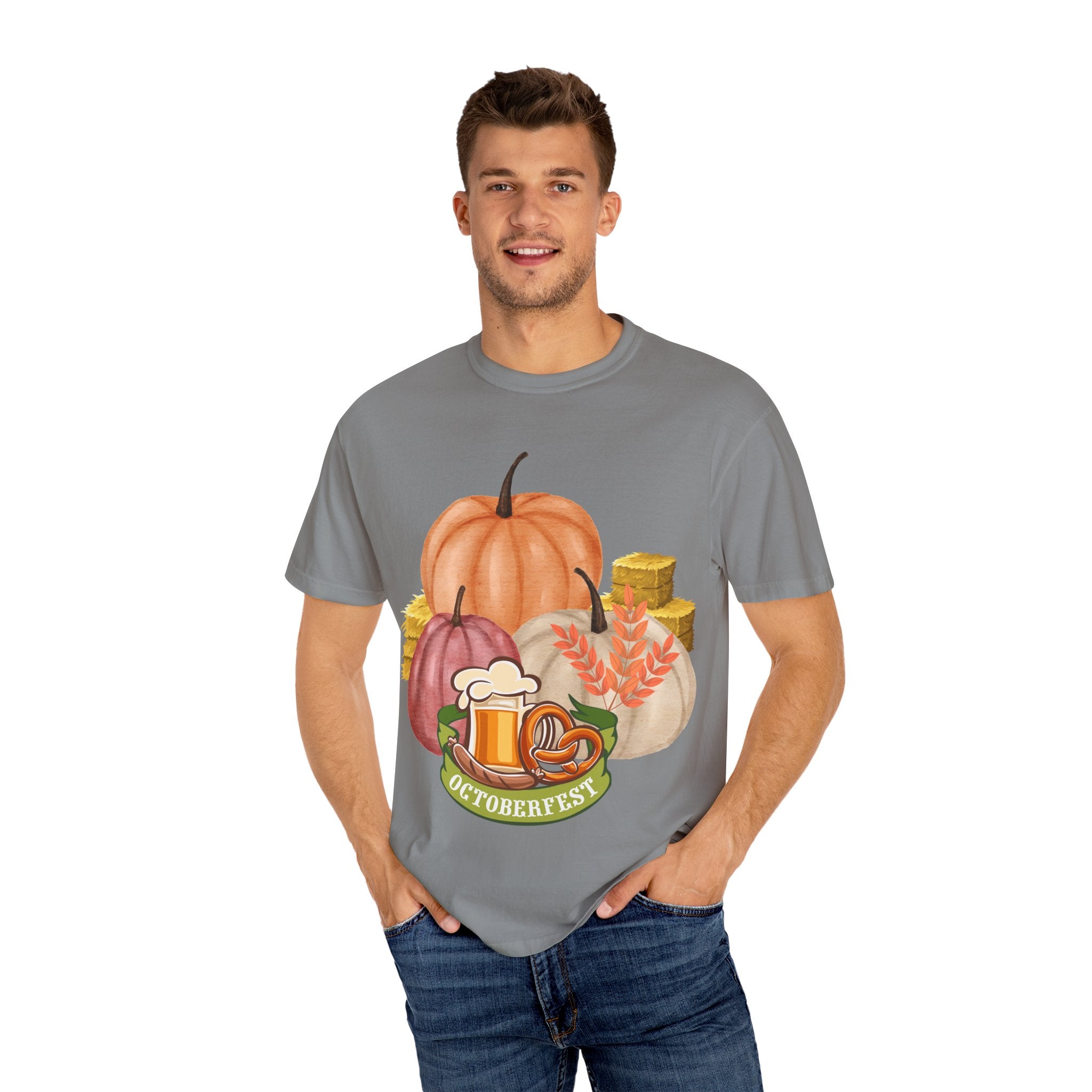 Octoberfest Fall Halloween Thanksgiving Unisex Garment-Dyed T-shirt, Oktoberfest Tee, Autumn Shirt, Spooky Season Top, Turkey Day Apparel,