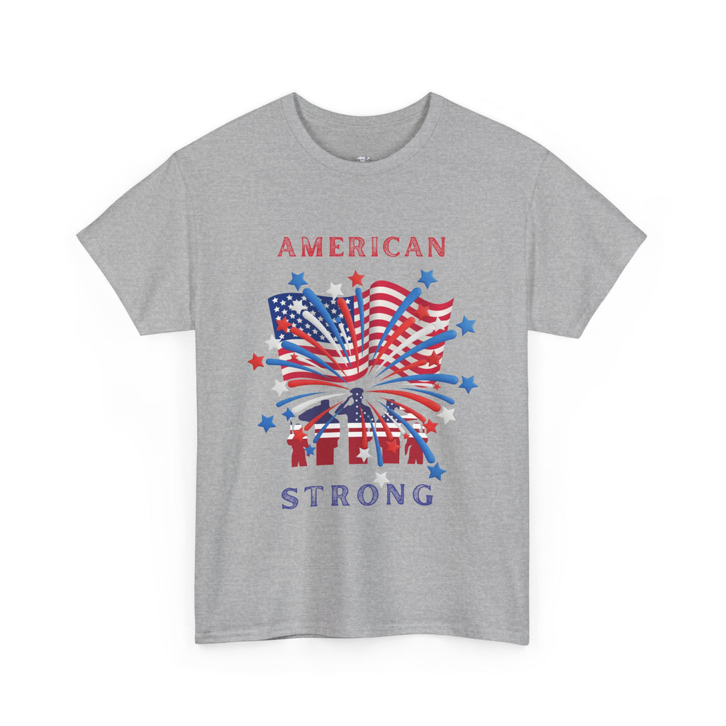 Patriotic Graphic Tee, American Strong T-Shirt, Unisex Cotton Tee, Fourth of July Shirt, Independence Day Apparel, Casual Summer Top