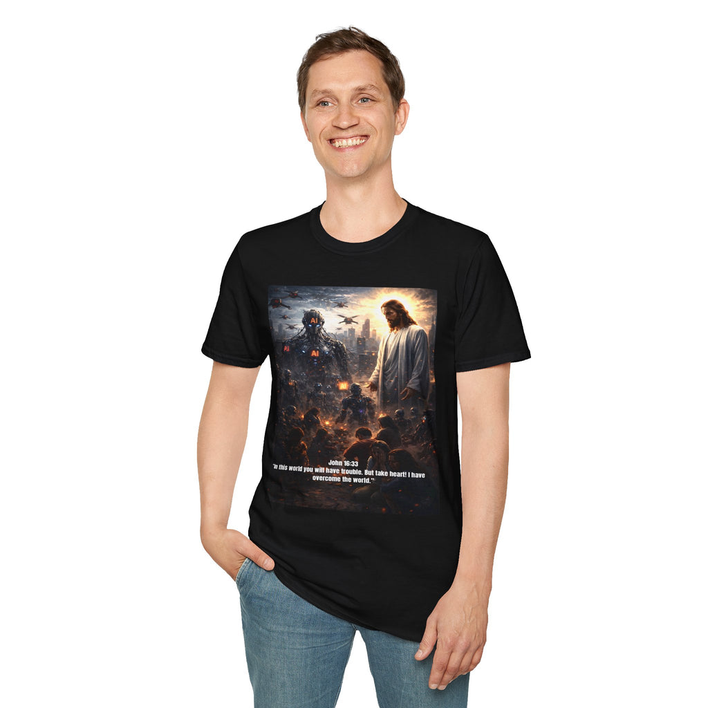 Jesus and Fallen World T-Shirt | Religious Christian Apocalyptic Artwork